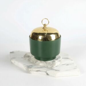 وعاء تقديم بغطاء زينو - ذهبي واخضر