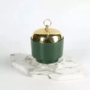 وعاء تقديم بغطاء زينو - ذهبي واخضر