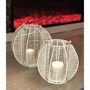 شمعدان كبير شكل قفص - ابيض 