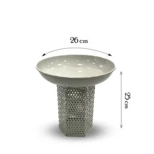 وعاء تقديم بقاعدة ريفيل - اليجانس رمادي - كبير