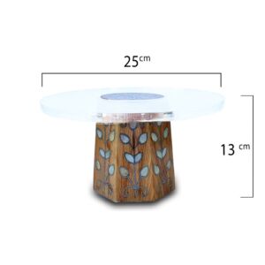 ستاند كيك اكريلك مطعم صدف سوري قطر 25 سم - خشبي غامق