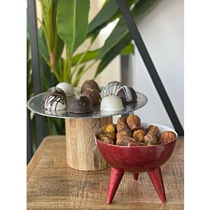 طبق تقديم بقاعدة مرتفعة لوريال مقاس صغير - فضي وبني فاتح