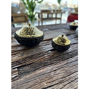 زبدية تقديم غراس بغطاء حجم وسط - أسود