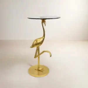 طاولة جانبية جامايكا مجسم فلامنجو بوجهية زجاج - ذهبي