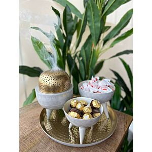 طقم تقديم مع مبخرة انامل كلاسي - رمادي مقاس وسط