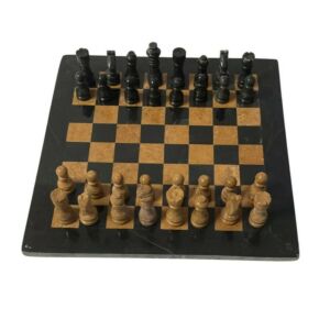 تحفة شطرنج رخام طبيعي دلارا - اسود وبني