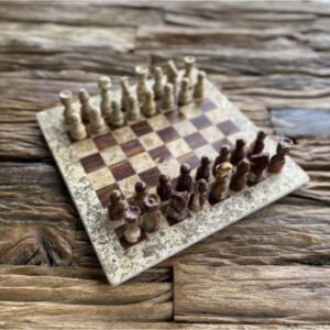تحفة شطرنج رخام طبيعي فلورينس - بيج وبني