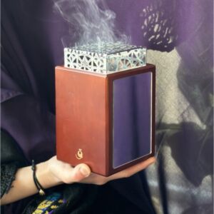 مبخرة نمق بغطاء منقوش لون فضي