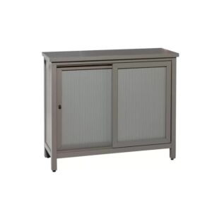 بوفيه خشب مودرن رمادى مع باب منقوش