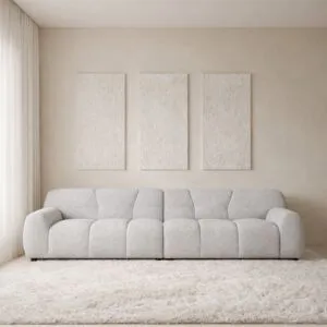 كنبة رباعية من قطعتين برايم - رمادي