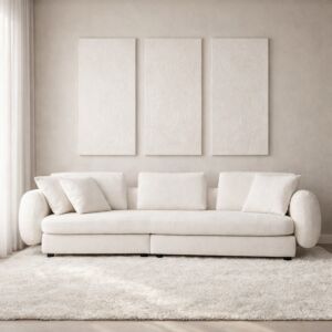 كنبة رباعية من قطعتين ناتوريل - كريمي