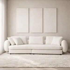 كنبة رباعية من قطعتين ناتوريل - كريمي