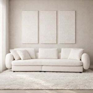 كنبة رباعية من قطعتين ناتوريل - كريمي