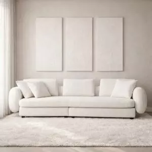 كنبة رباعية من قطعتين ناتوريل - كريمي