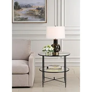 طاولة جانبية دائرية هينزلر مع سطح مرآة