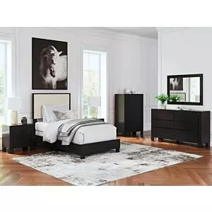 طقم غرفة نوم منجد 6 قطع كاستينر - اسود