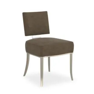 كرسي طاولة طعام كلاسيكي كليسموس - بني وفضي