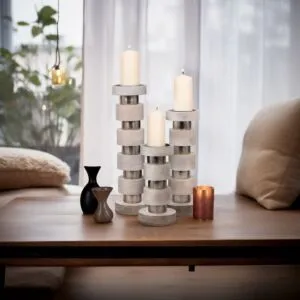 طقم شمعدانات خشبية هوليس 3 قطع