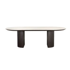 طاولة طعام مينو - 8 اشخاص حجر الترافرتين - أبيض