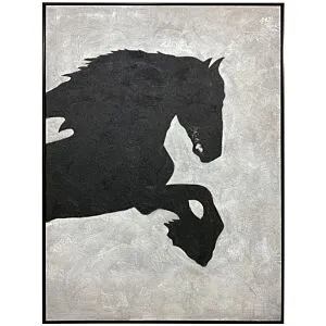 لوحة جدارية فنية تصميم خيل - أسود
