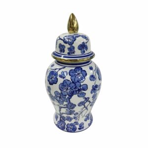Hibiscus Decorative Vase - Blue and White