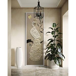 لوحة جبسية شكل طاووس مقاس 80x200 سم - برواز بني