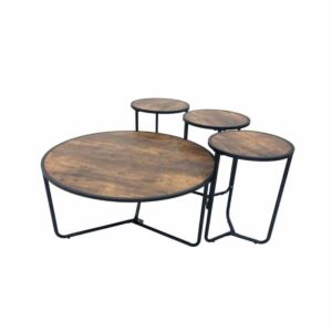 طقم طاولة قهوة وطاولات جانبية 4 قطع كايهان - بني