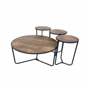 طقم طاولة قهوة وطاولات جانبية 4 قطع كايهان - بني