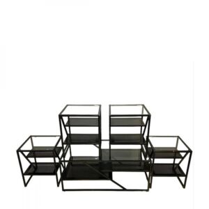 طقم طاولات 5 قطع زجاج بلون اسود