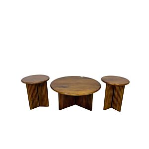 طقم طاولة قهوة 3 قطع خشب هندي ياري