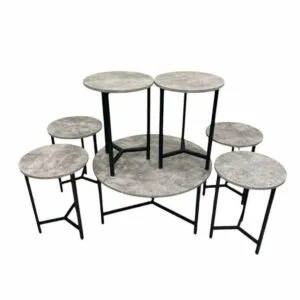طقم طاولة قهوة وطاولات جانبية 7 قطع تشيلو - رمادي