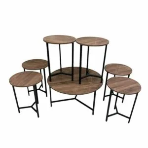 طقم طاولة قهوة وطاولات جانبية 7 قطع تشيلو - بني غامق