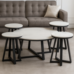 طقم طاولة قهوة وجانبية 5 قطع سيراميك سايا