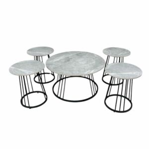 طقم طاولة قهوة وطاولات جانبية 5 قطع سيراميك ماتيو - رمادي