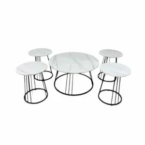 طقم طاولة قهوة وطاولات جانبية 5 قطع سيراميك ماتيو