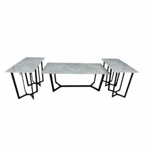 طقم طاولة قهوة وطاولات جانبية 5 قطع سيراميك - رمادي