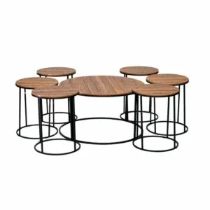 طقم طاولة قهوة وجانبية 7 قطع خشب مارلينا