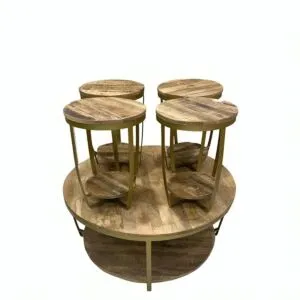 طقم طاولة قهوة وطاولات جانبية خشب طبيعي لايا