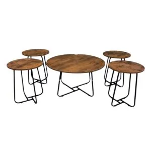 طقم طاولة قهوة وطاولات جانبية ريبال 5 قطع - بني
