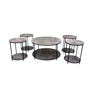 طقم طاولة قهوة وطاولات جانبية 5 قطع رمادي