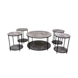 طقم طاولة قهوة وطاولات جانبية 5 قطع رمادي