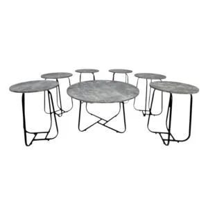 طقم طاولة قهوة وطاولات جانبية بيلا 7 قطع - رمادي