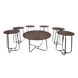 طقم طاولة قهوة وطاولات جانبية بيلا 7 قطع - بني غامق
