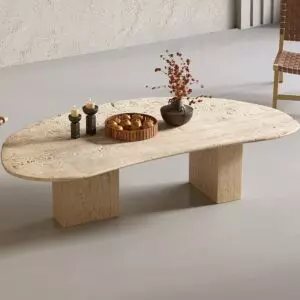 طاولة قهوة حجر طبيعي ليمارا - بيج