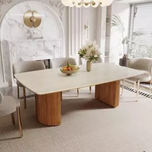 طاولة طعام 8 اشخاص ميريت - بني فاتح