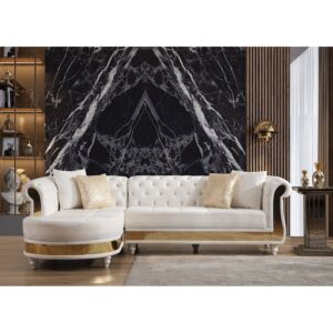 كنب زاوية مخمل سيرينا - بيج