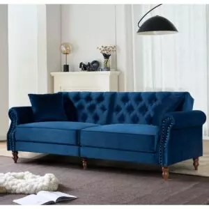 كنبة ثلاثية مخمل بافاريا - ازرق