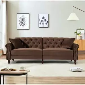 كنبة ثلاثية مخمل بافاريا - بني