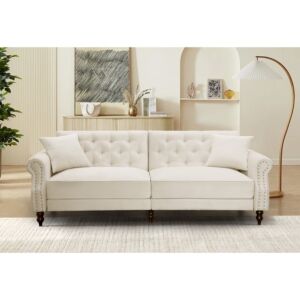 كنبة ثلاثية مخمل بافاريا - بيج