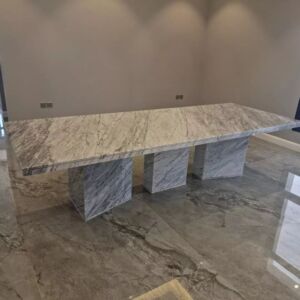 Serenity Dining Table - Natural Marble - 8 People - White and Black